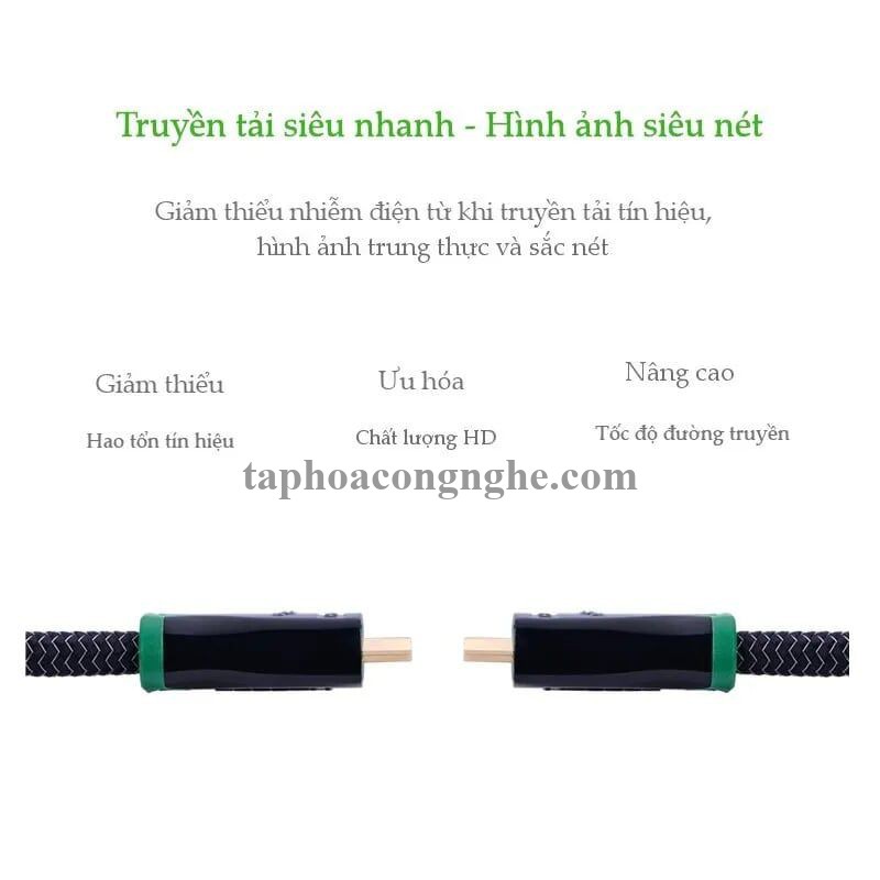 Ugreen 10298 15M màu Đen Cáp tín hiệu HDMI vỏ bọc kim loại hỗ trợ 3D 4K2K HD126 30010298